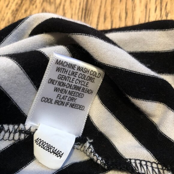 ELLE Black White Contrast Striped Peplum Short Sleeve Top Medium - Picture 5 of 5